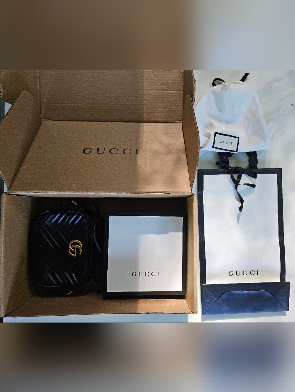 Gucci Marmont Camera Bag Black Leather AUTHENTIC